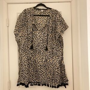 J. Crew Factory Leopard Print Tassel Coverup